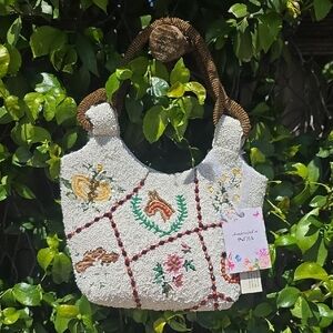 Beaded Horse and Floral Patchwork Handbag